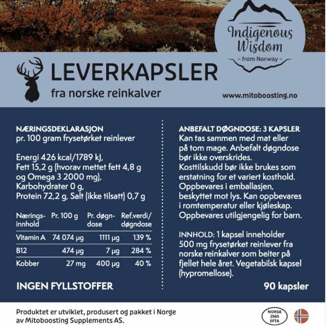 Hovedbilde Leverkapsler fra Reinkalv, 90 kapsler